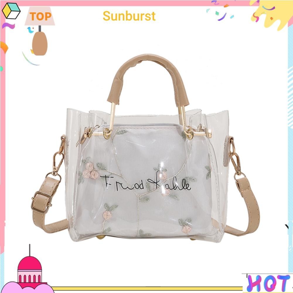 กระเป๋าสะพายไหล่ PVC แบบใส ขนาดพกพา สําหรับผู้หญิง [Sunburst11.th]