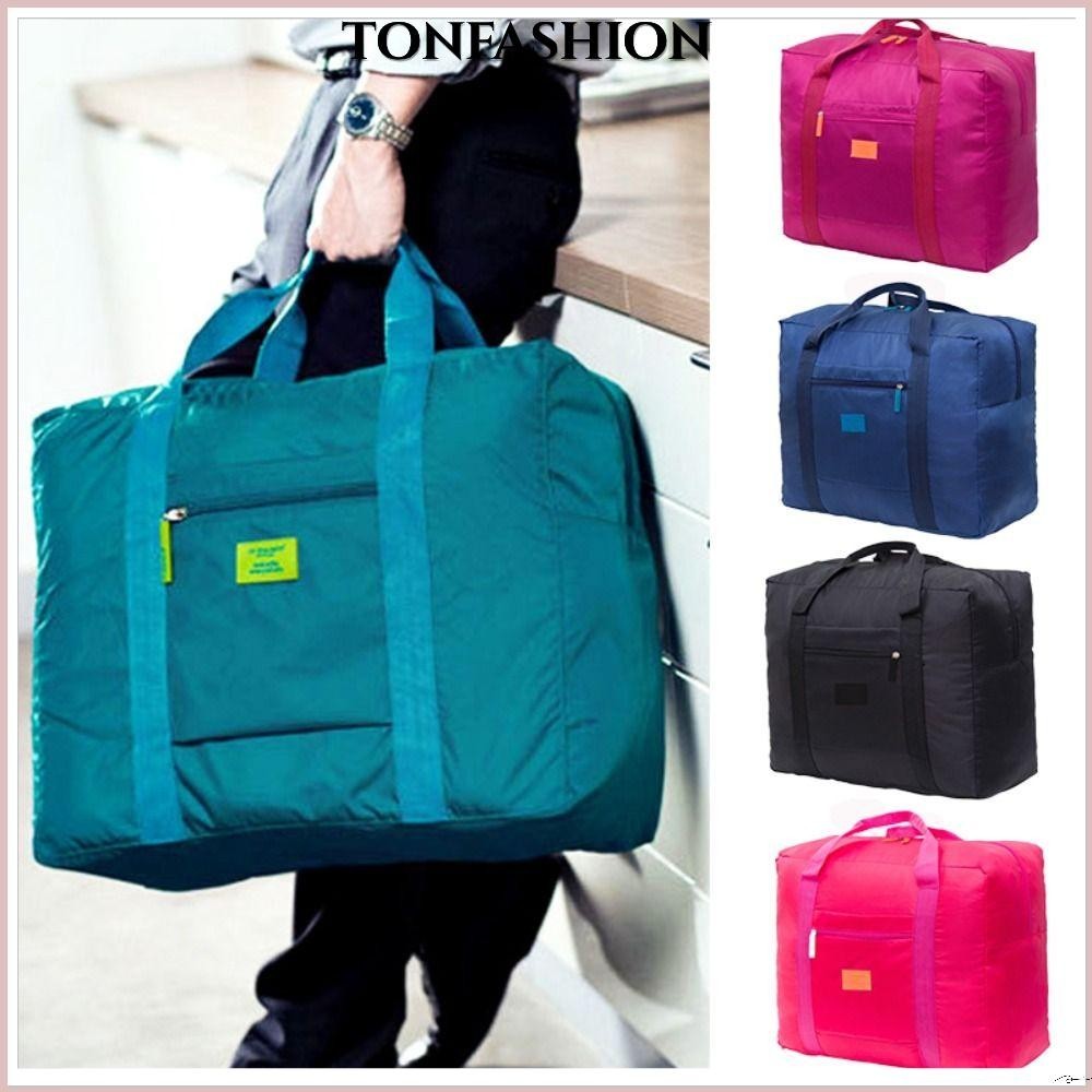 Tonfashion กระเป๋าเดินทาง ไนล่อน ความจุขนาดใหญ่ กระเป๋าถือ ฟิตเนส พับได้ น้ําหนักเบา ที่จับมือ กระเป๋าเก็บเสื้อผ้า