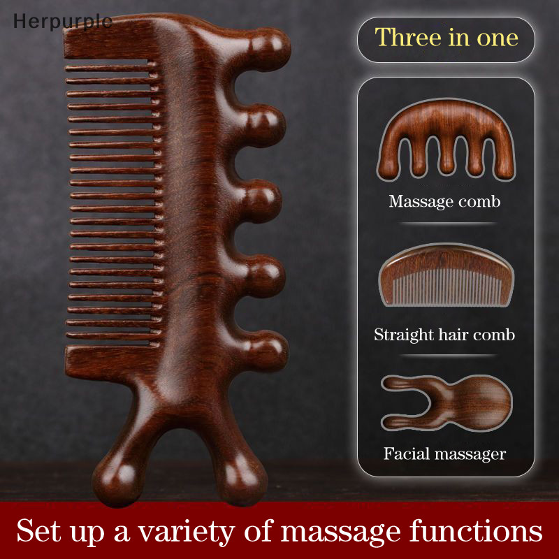 Herpurple 3 in 1 Sandal หวีนวด Meridians Comb หวีผมเพื่อสุขภาพ TH