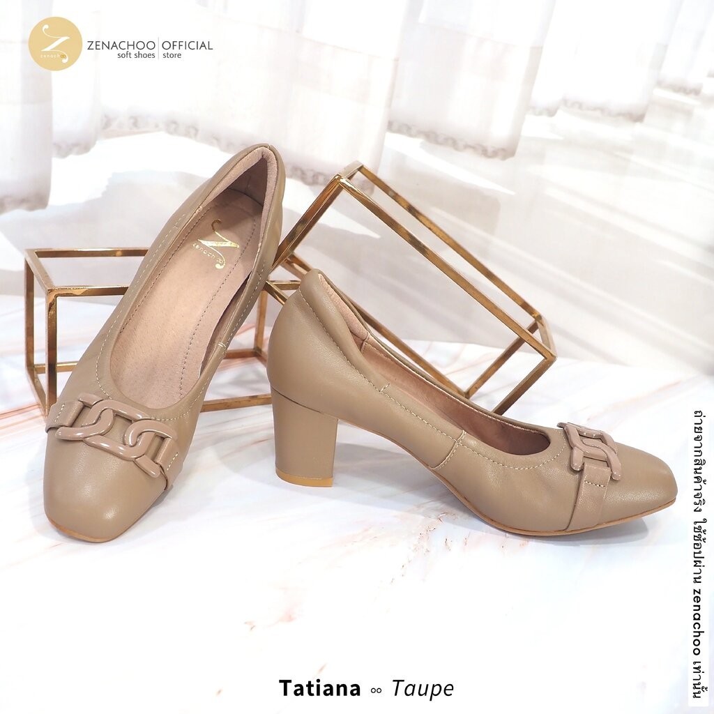 เปลี่ยนไซส์ได้-ไม่รับคืน ทรงปกติ Tatiana สูง2นิ้ว หนังแกะแท้ Zenachoo ทรงสวยมาก
