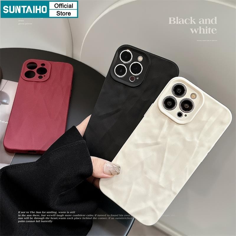 Suntaiho เคสไอโฟน เคสโทรศัพท์มือถือ ซิลิโคนนิ่ม หนา กันกระแทก ลายคลื่น สีพื้น แฟชั่นเรียบง่าย สําหรับ Iphone 15 14 13 12 11 Pro Max IP 7 8 Plus Iphon X XS XR Xs Max