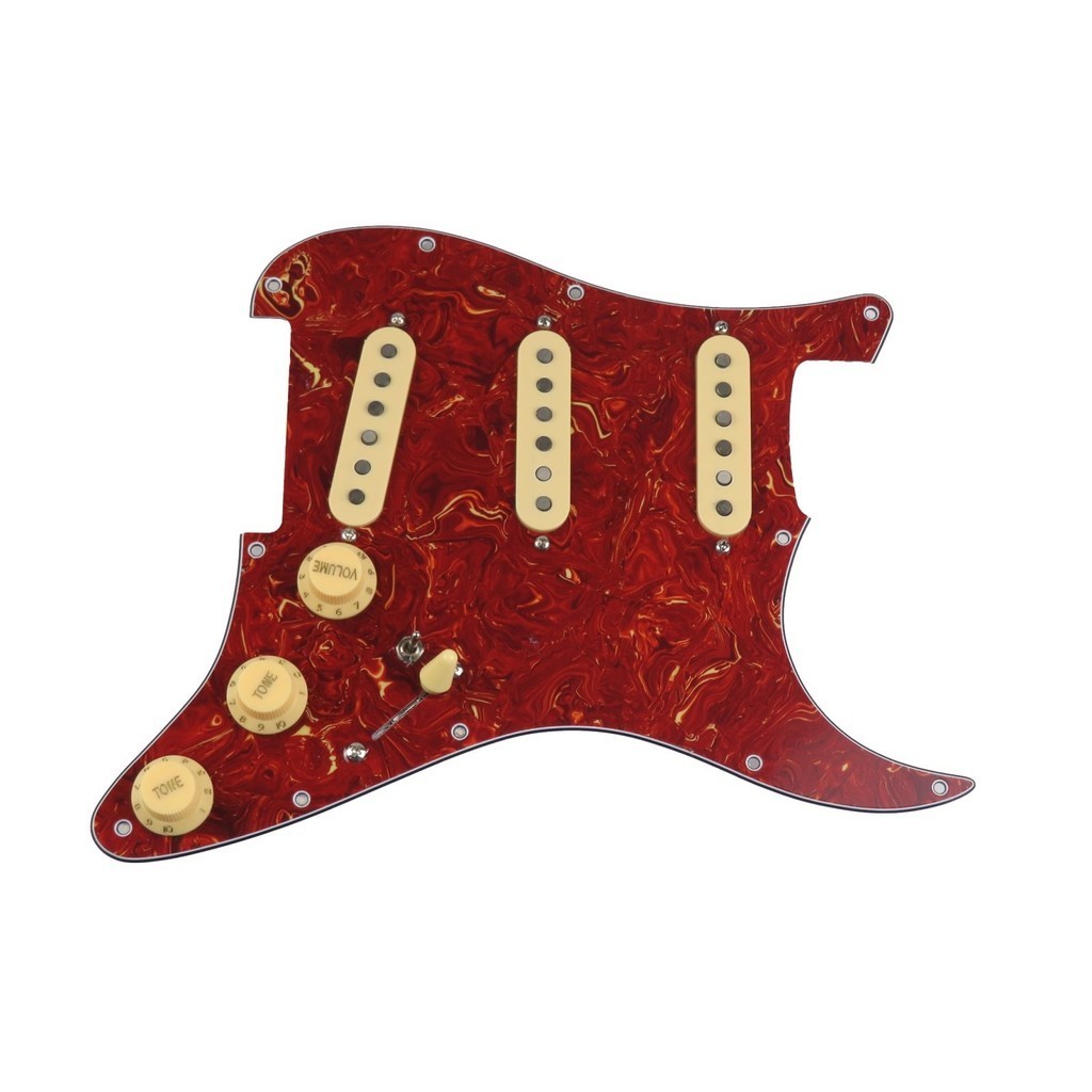 HS-(จัดส่งฟรี)Pickups Guitar Alnico 5 Pickups SSS Single Coils Pickups Load Pickguard /Yellow Pickup