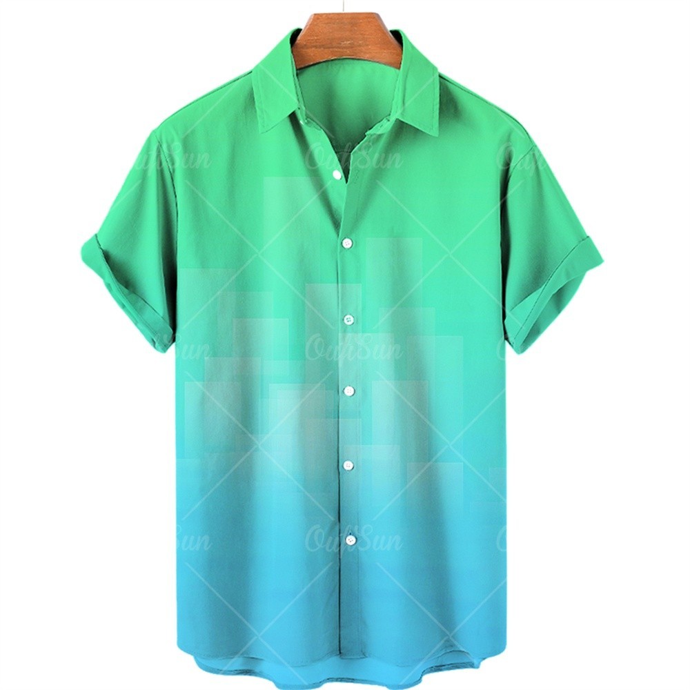 เสื้อเชิ้ตแขนสั้นผู้ชาย สไตล์ยุโรป ใหม่ ไล่ระดับสี ทําจากโพลีเอสเตอร์ ซึ่งสะดวกสบายและระบายอากาศ สีย้อม 3 มิติขั้นสูง และไม่ซีดจาง