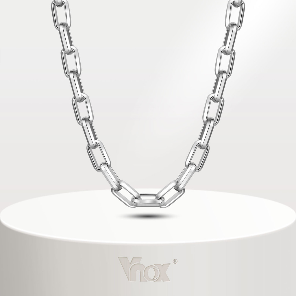 Vnox โซ่ไม้ไผ่ผู้ชายสแตนเลสเงินสร้อยคอก้อน,เครื่องประดับผู้ชายฮิปฮอป