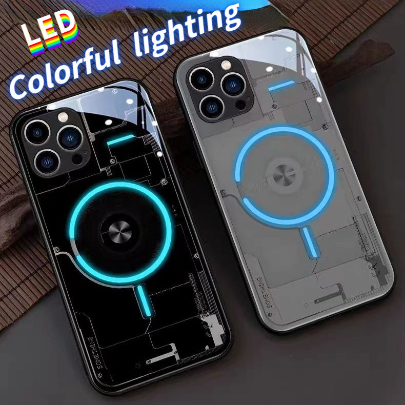 หรูหรา high-end เมนบอร์ดแก้ว LED light glow เคสโทรศัพท์สําหรับ iPhone 15 15Promax 15plus 15pro 14Promax 14plus 14pro 14 13Promax 13 13pro 12ProMax 16pro 16promax 16plus 11pro
