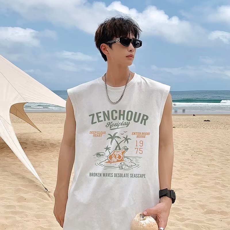 เสื้อยืดแขนกุด ขนาดใหญ่ เหมาะกับฤดูร้อน สไตล์ฮาวาย ใส่เล่นกีฬาบาสเก็ตบอล สําหรับผู้ชาย