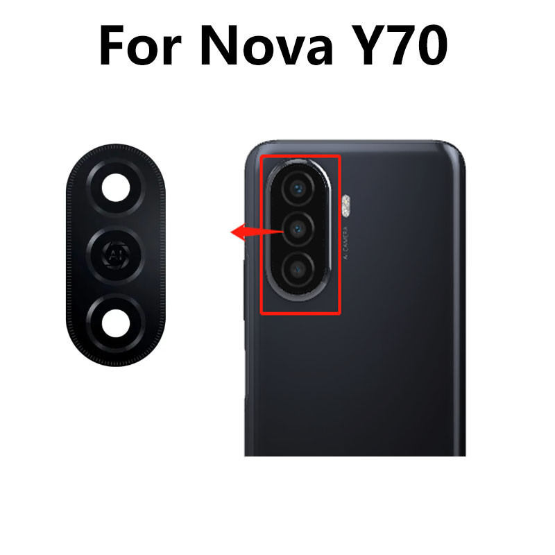 สําหรับ Huawei Nova Y70 กล้องหลัง กระจกเลนส์กล้องด้านหลัง ฝาครอบกระจก พร้อมสติกเกอร์กาว อะไหล่ซ่อม