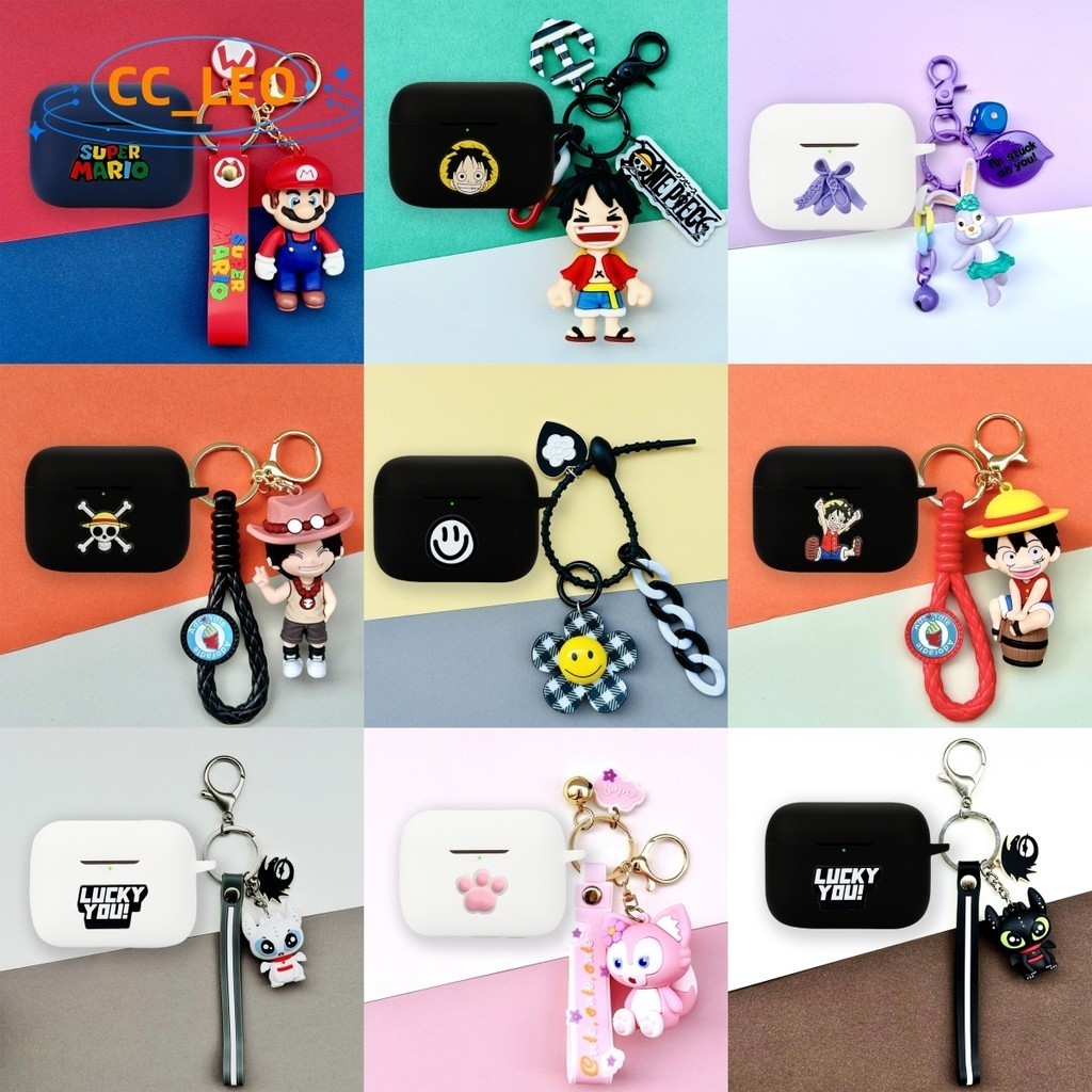 For Marshall MOTIF II ANC Case Silicone Soft Case Cartoon Mario One Piece Luffy Night Fury Keychain Pendant Marshall MOTIF II ANC Shockproof Shell Protective Cover