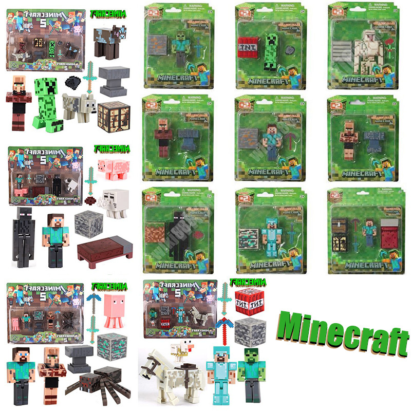 โมเดลฟิกเกอร์ Minecraft Steve Enderman Villager Zombie Creeper ของเล่นสําหรับเด็ก