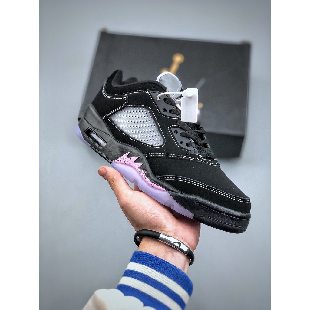 NK a/j 5 a/j 5 Dongdan Shock Absorption รองเท้าลําลองกันลื่น Low-Top กีฬารองเท้าบาสเก็ตบอล DX4355-01