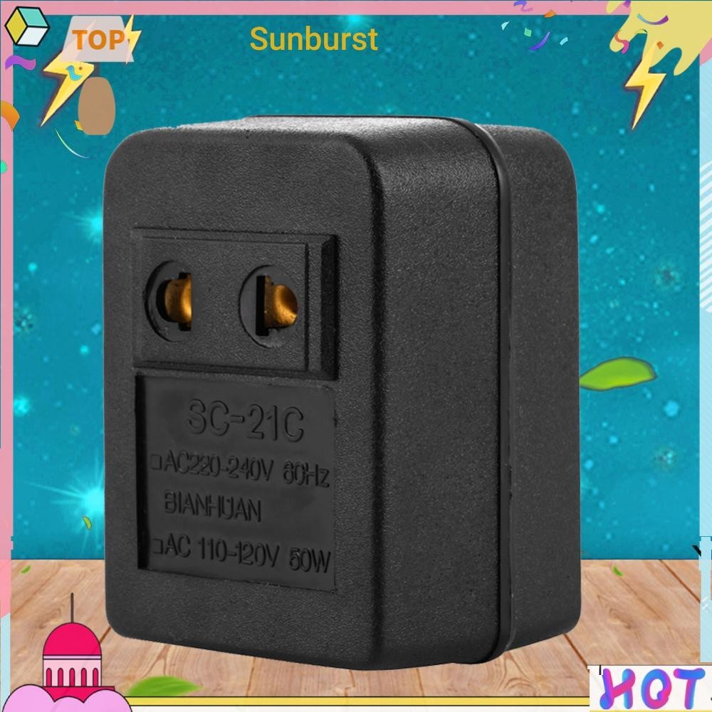 ใหม่ อะแดปเตอร์แปลงแรงดันไฟฟ้า 50W US AC 220V เป็น 110V สําหรับเดินทาง [Sunburst11.th]