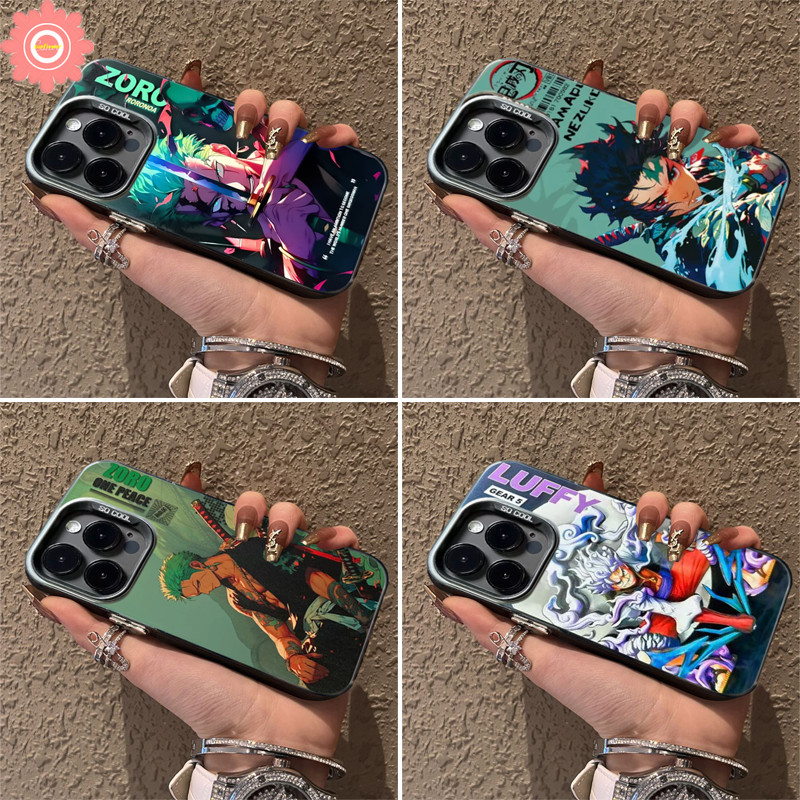 เคสโทรศัพท์มือถือ ลายการ์ตูนลูฟี่ โซโร วันพีช สําหรับ Redmi 13C 12 10C 12C 9A 9 9T A2 A1 10A 9C NFC Note 13 12 9 11 10 10s 8 11s Pro Max Poco M3 M6 X6 C55 Mi 11 12 เคสโลหะชุบ แบบ Lite
