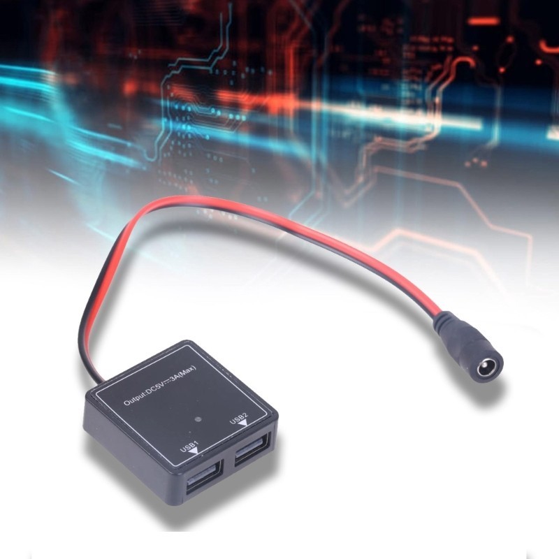 CH 6V30A ถึง 5V3A รถ USB ChargerAdapter DC5521 ถึง 2 พอร์ต USB Fast Power Adapter