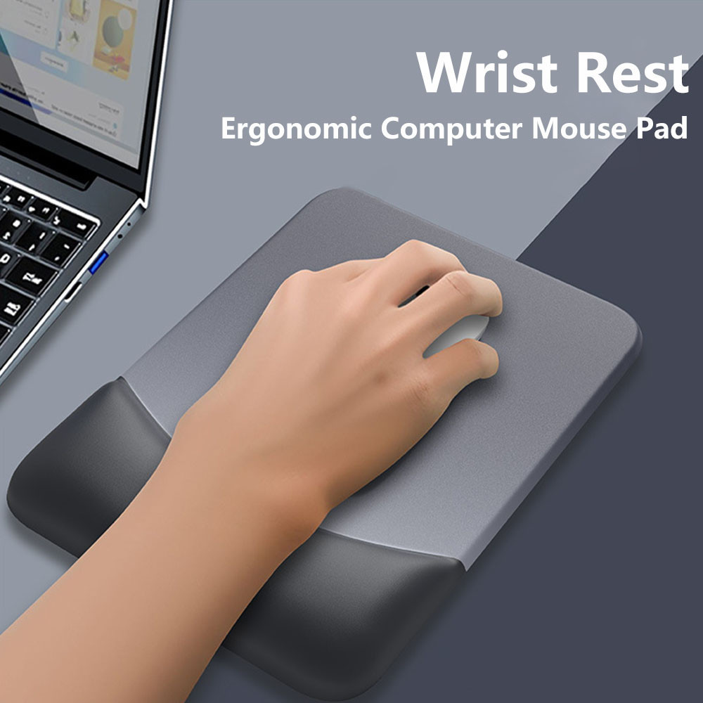 แผ่นรองเมาส์ ตามหลักสรีรศาสตร์ พร้อมแผ่นรองข้อมือ บรรเทาอาการปวด ฐาน PU กันลื่น สําหรับบ้าน สํานักงาน ทํางาน เรียน
