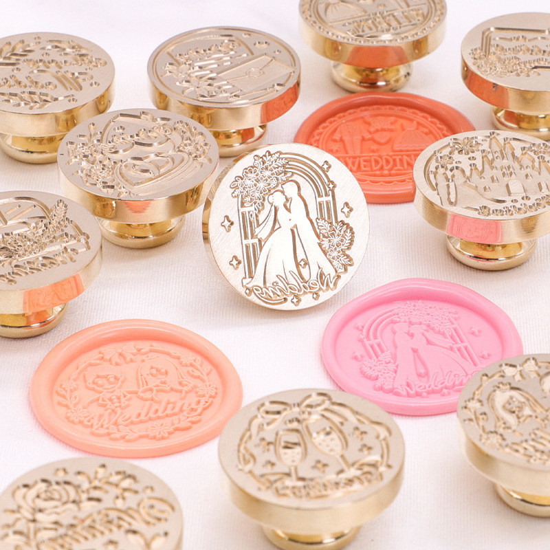 รักโรแมนติกขี้ผึ้งรูปแสตมป์เจ้าสาวเจ้าบ่าวโบราณขี้ผึ้งตราประทับตัดแสตมป์เชิญแต่งงาน