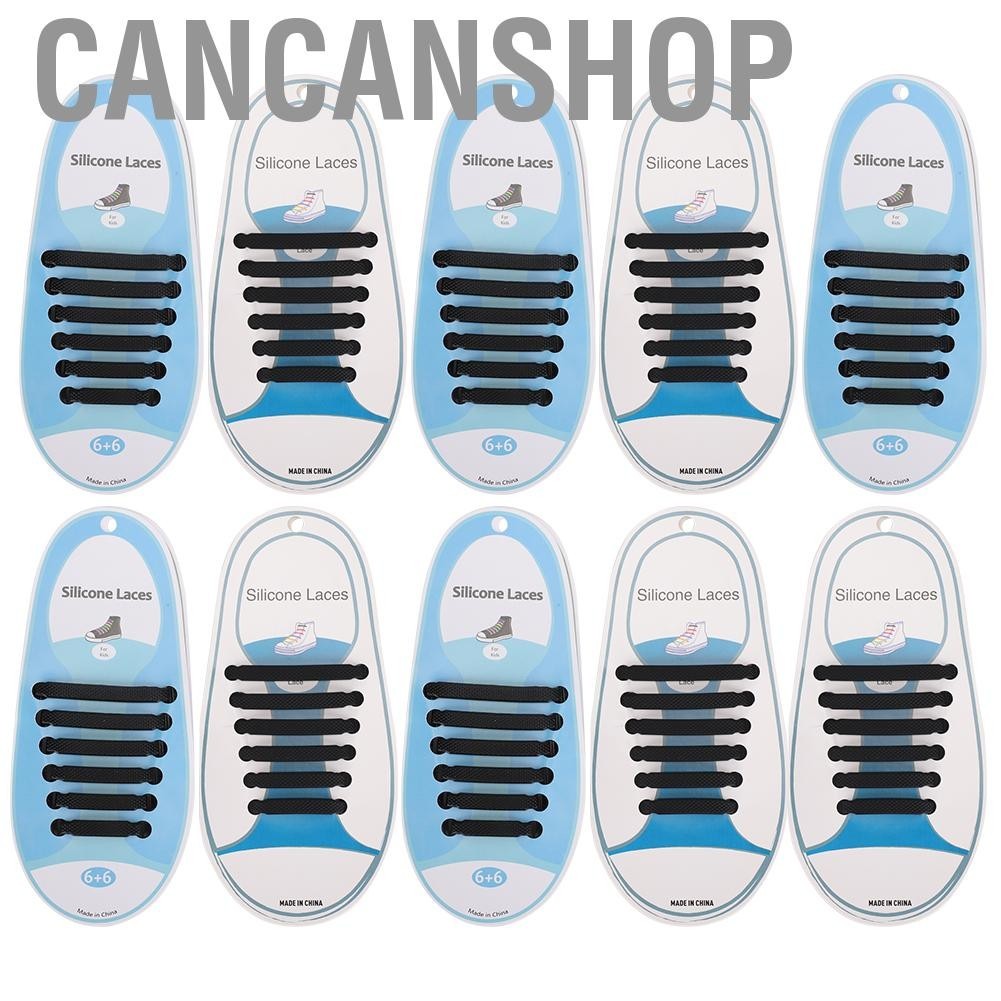 Cancanshop 60pcs Silicone  Shoelaces Elastic No Tie Shoe Laces Running Sneakers LIF
