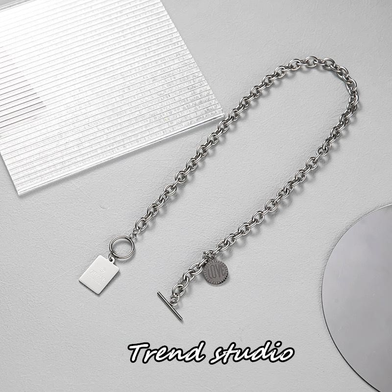 สร้อยคอหัวเข็มขัด OT แฟชั่น ซีรี่ย์สร้อยคอสไตล์เกาหลีที่ใครๆก็ใส่ได้ วัสดุเหล็กไทเทเนียมไม่ซีดจาง