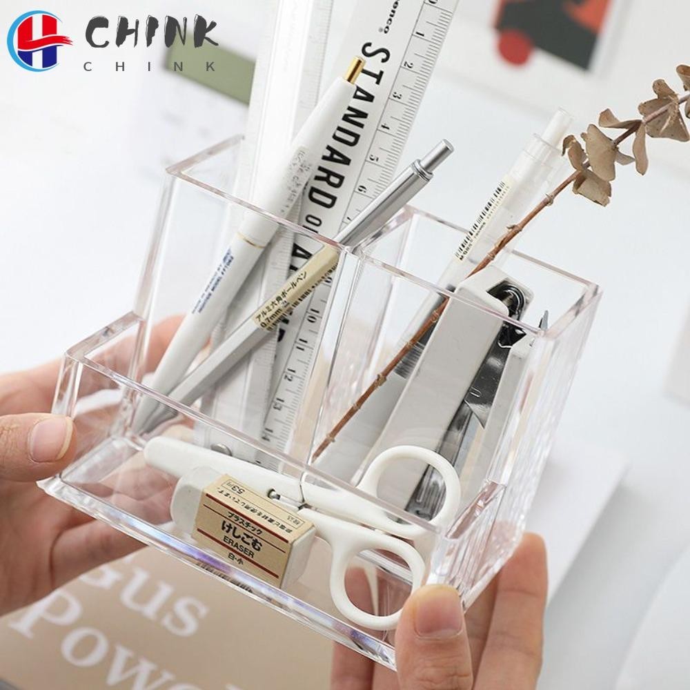 Chink ชั้นวางของอะคริลิคใส ทรงสี่เหลี่ยม ขนาดใหญ่ จุของได้เยอะ สําหรับใส่ปากกา เครื่องเขียน เครื่องสําอาง โรงเรียน