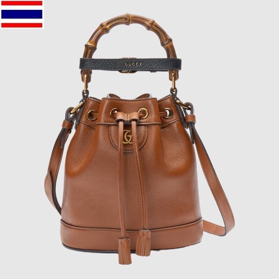 New กุชชี่👜Gucci Diana Bamboo Mini Bucket Bag กระเป๋าสะพายสุภาพสตรี / กระเป๋าสะพายข้าง / กระเป๋าถัง K554