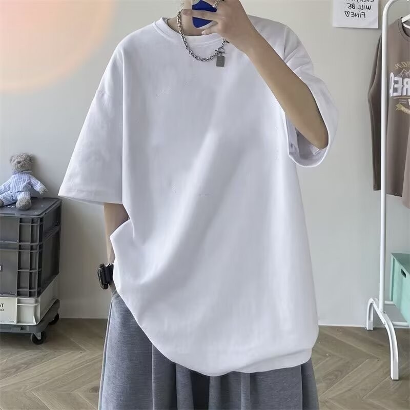 เสื้อยืด คอกลม แขนสั้น ทรงหลวม สีพื้น สไตล์มินิมอล แฟชั่นฤดูร้อน สําหรับผู้ชาย