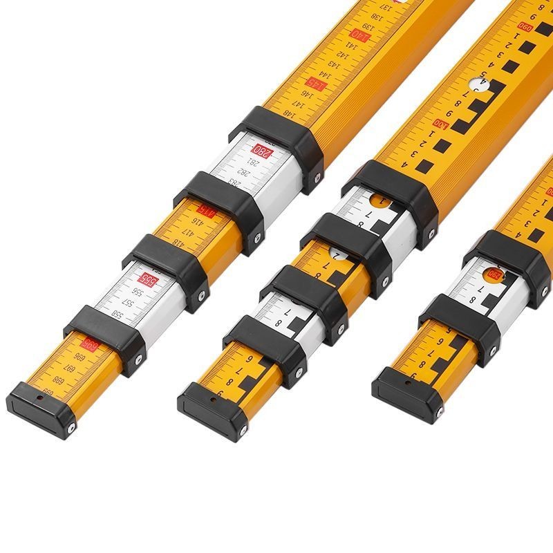Hd Thickened Sopwith Staff 5 M 7 M Aluminum Alloy Level Gauge a Scale Standard Measuring Tool Level 