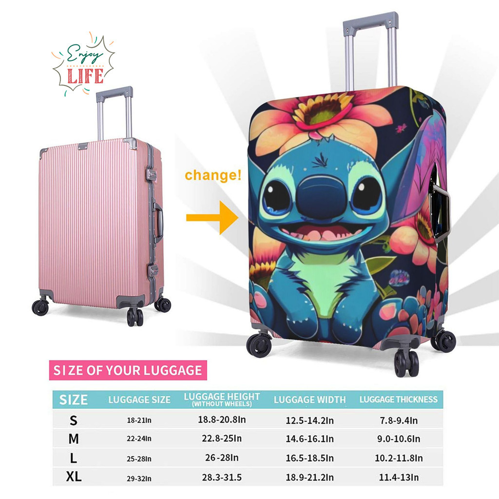 Disneys Stitch กระเป๋าเดินทางการ์ตูนตลกกระเป๋าเดินทาง Protector เหมาะกับ 18-32 นิ้วกระเป๋าเดินทาง 1154