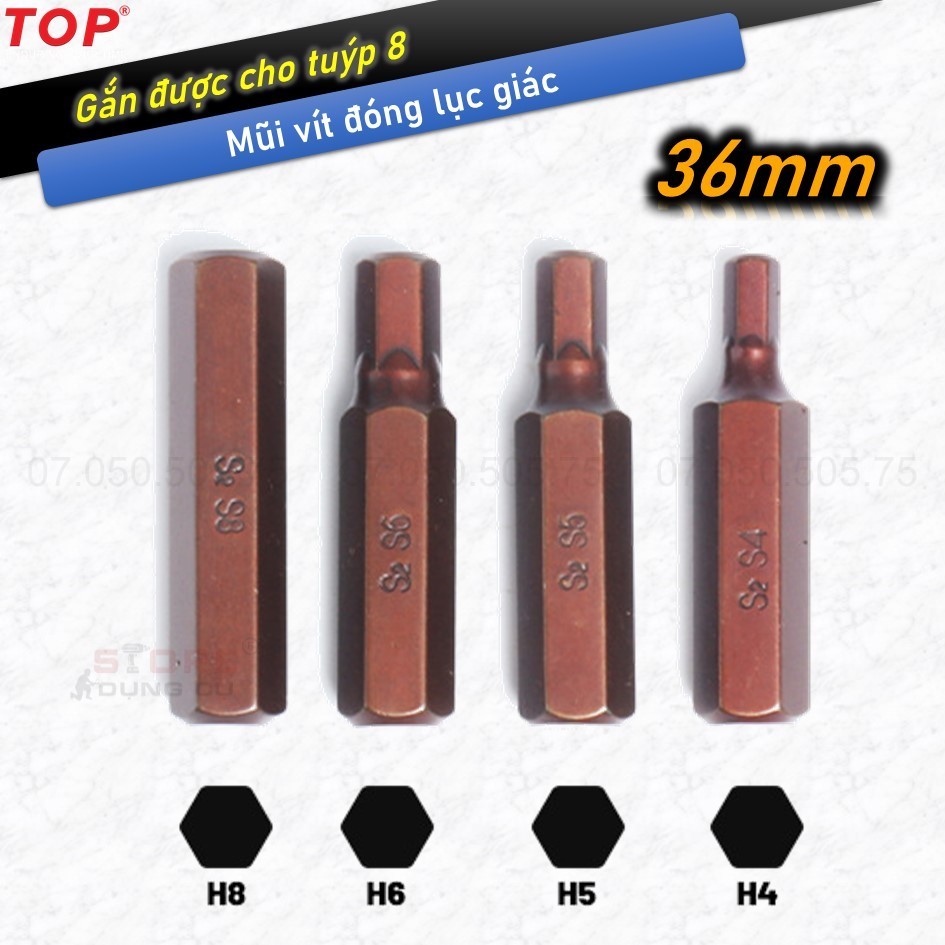 H4-8 TOP ดอกไขควงหกเหลี่ยม TBD-836H4B TBD-836H5B TBD-836H6B TBD-836H8B, หัวหกเหลี่ยมติดตั้ง T8, สกรู
