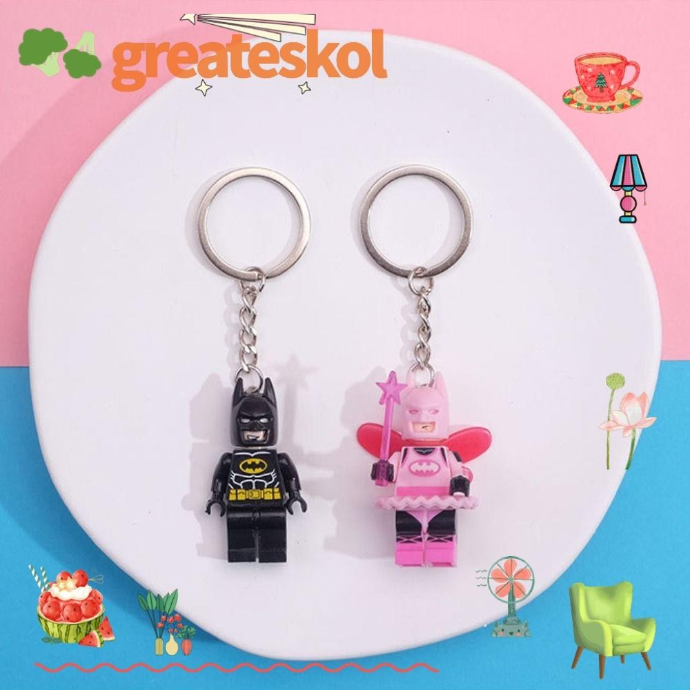 Greateskol พวงกุญแจ จี้ฟิกเกอร์ รูปแบทแมน สีชมพู ขนาดเล็ก