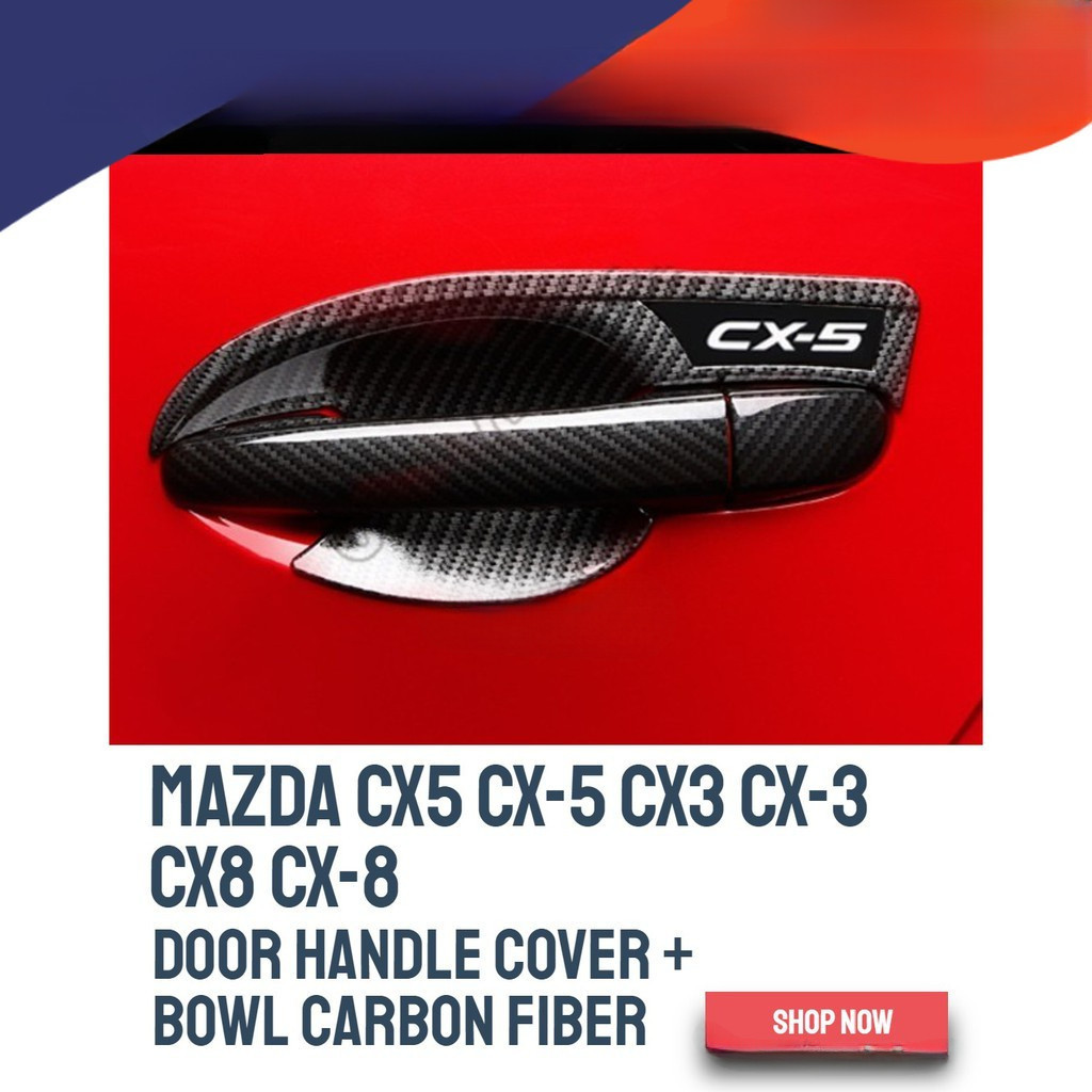 Mazda CX5 CX-5 CX3 CX-3 CX8 CX-8 2017-2025 ฝาครอบมือจับประตู/ชามมือจับคาร์บอนไฟเบอร์