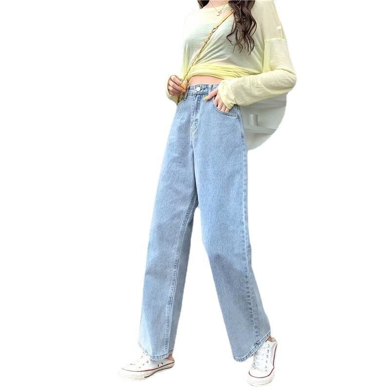 NINGFASHION กางเกงยีนส์ขายาวผู้หญิงทรงกระบอก สียีนส์ รุ่น W8119