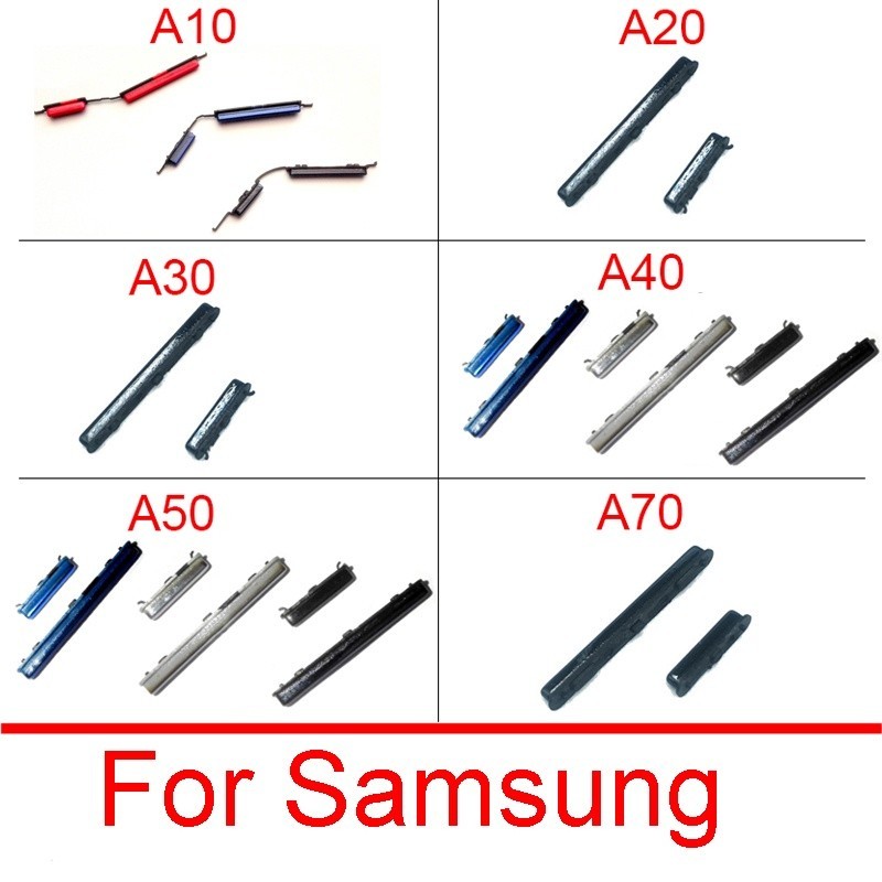 เปิดไฟด้านข้างปุ่มปรับระดับเสียงปุ่มสวิทช์กุญแจสําหรับ Samsung Galaxy A10 A105F A20 A205F A30 A305F A40 A405 A50 A505 A70 ชิ้นส่วน