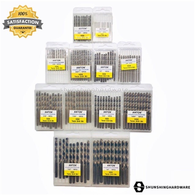 พร้อมส่งที่ไทยANTON ดอกสว่าน ไฮสปีด HSS ดอกเจาะเหล็ก ดอกเจาะสแตนเหล็ก 1/32 5/64 3/32 7/64 1/8 9/64 5/32 11/64 3/16 13/64