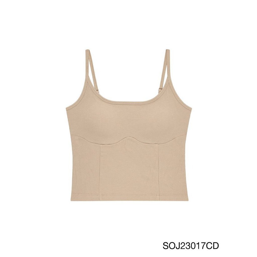 SABINA เสื้อสายเดี่ยวเสริมบรา รหัส SOJ23017CD สีเนื้อเข้ม