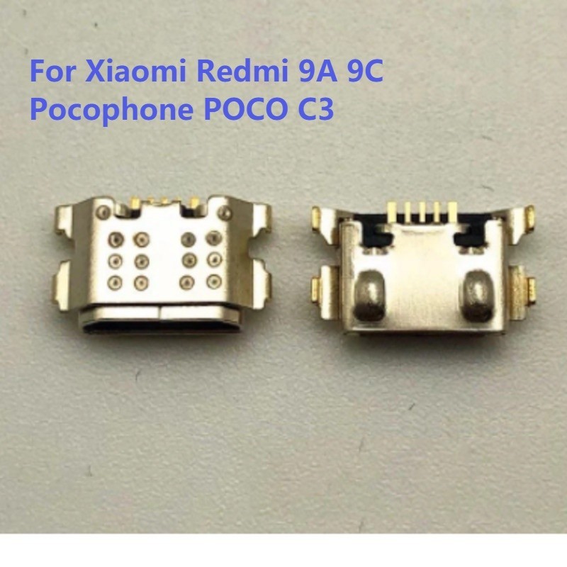 2-10pcs USB ชาร์จ Charger พอร์ต Dock Connector ซ็อกเก็ตแจ็ค Micro USB Dock แจ็คชาร์จสําหรับ Xiaomi Redmi 9A 9C Pocophone POCO C3 Charger พอร์ตซ็อกเก็ตปลั๊ก