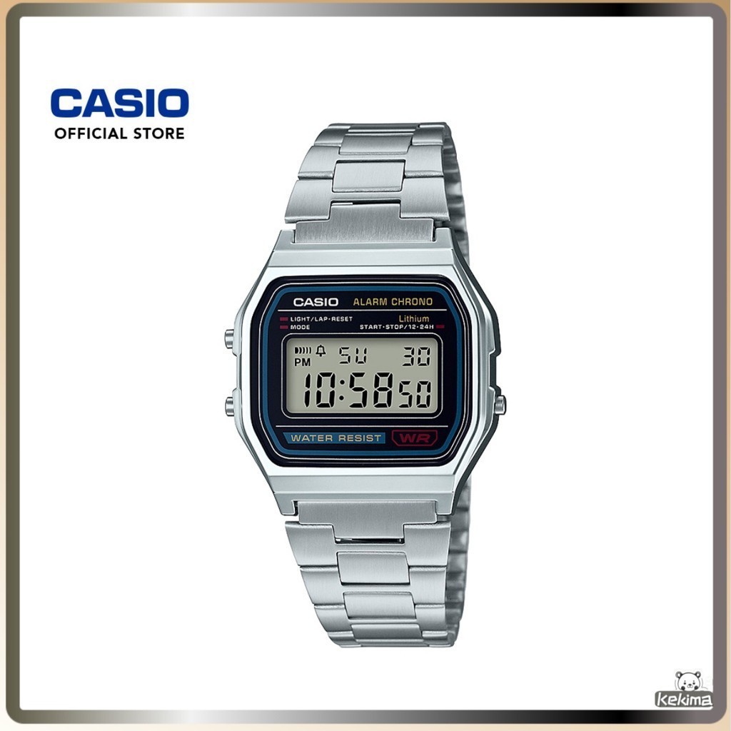 Casio Vintage (A158WA-1DF) นาฬิกาข้อมือดิจิทัล สายสแตนเลส สีเงิน