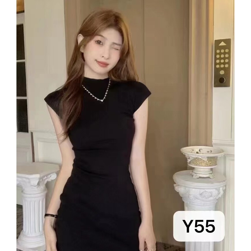 AL-CF0706 เดรสไหมพรมแขนกุด เดรสสั้นไหมพรม มินิเดรสสีพื้น ทรงสวย เรียบง่าย ดูมีราคา (Y55)