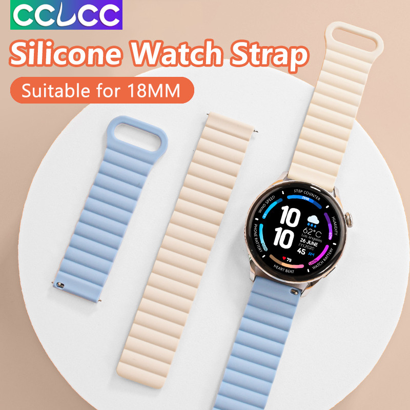 Cclcc สายนาฬิกาข้อมือซิลิโคน TPU แบบนิ่ม กันน้ํา 18 มม. สองสี ปรับได้ สําหรับ HUAWEI Watch GT 4 41 มม. Garmin Smart Watch