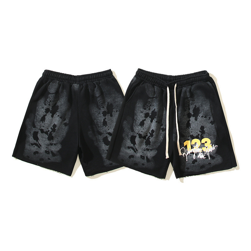 RRR123 ผู้ชายและผู้หญิงผ้าฝ้าย CasualShorts Monogram พิมพ์กางเกงลําลองทุกการแข่งขัน