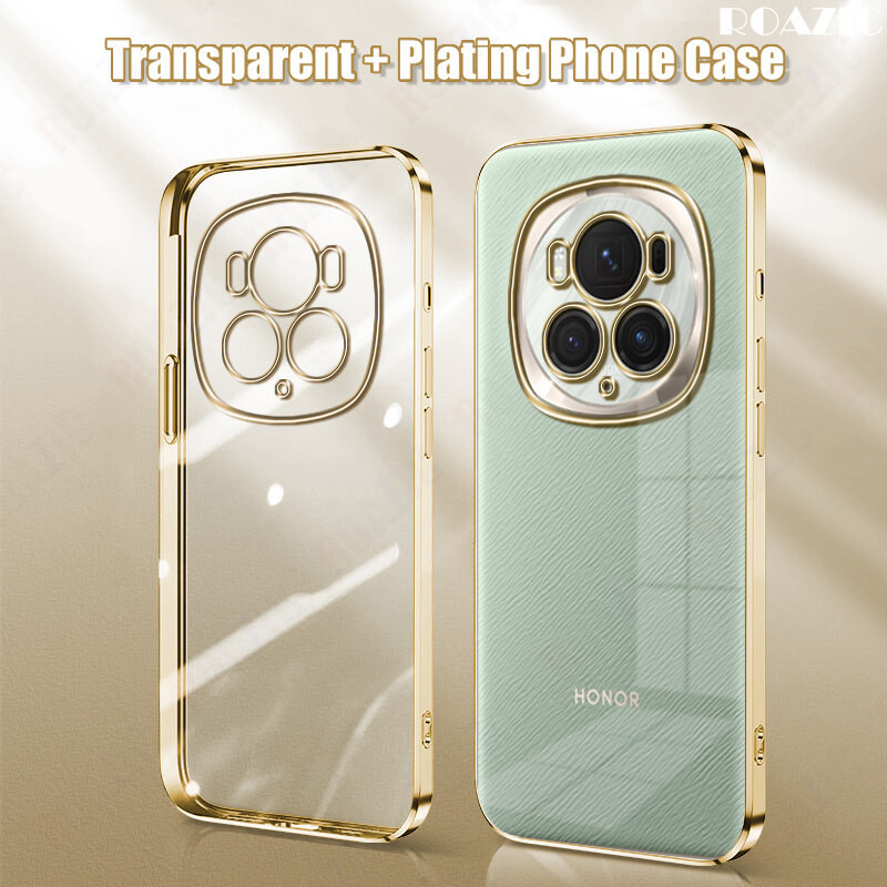 สําหรับ Honor Magic 7 Pro 5G Magic 6 Pro เคสโทรศัพท์หรูหราชุบขอบโปร่งใสปลอกซิลิโคนอ่อนนุ่มกันกระแทกฝาครอบใส SY01
