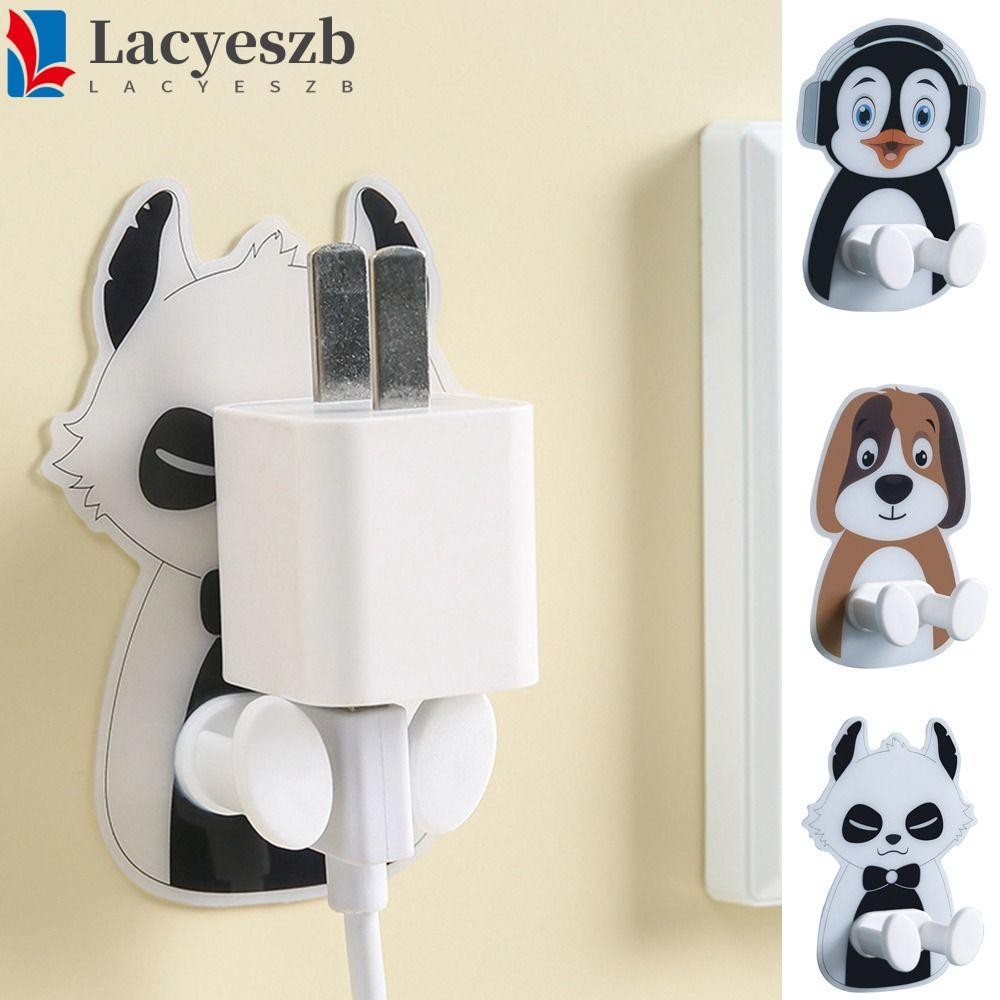 Lacyeszb ที่แขวนปลั๊กไฟ พลาสติก ลายการ์ตูนสัตว์ อเนกประสงค์ กันน้ํา มีกาวในตัว สําหรับติดผนังบ้าน