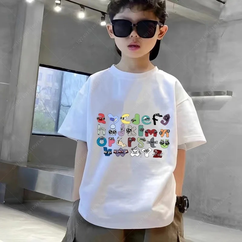 New 2024 Summer Fashion Children's Alphabet Lore Harajuku T-shirt Boys T Shirt Print Cartoon T Shirt