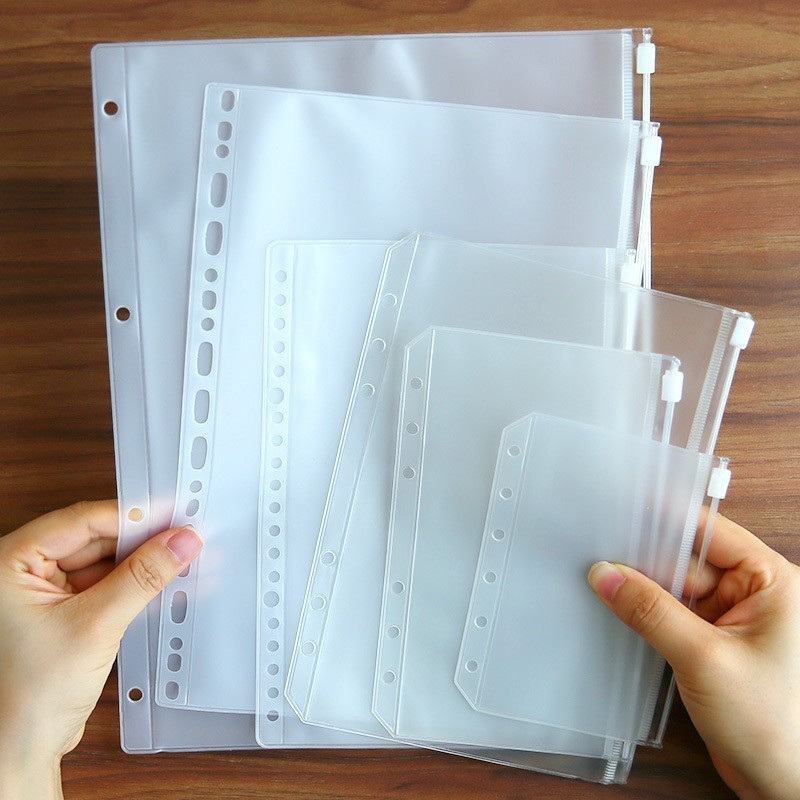 ถุงซิป PVC แบบใส กันน้ํา มีซิปรูด ขนาด A4 A5 A6 A7 B5 4 6 20 26 รู
