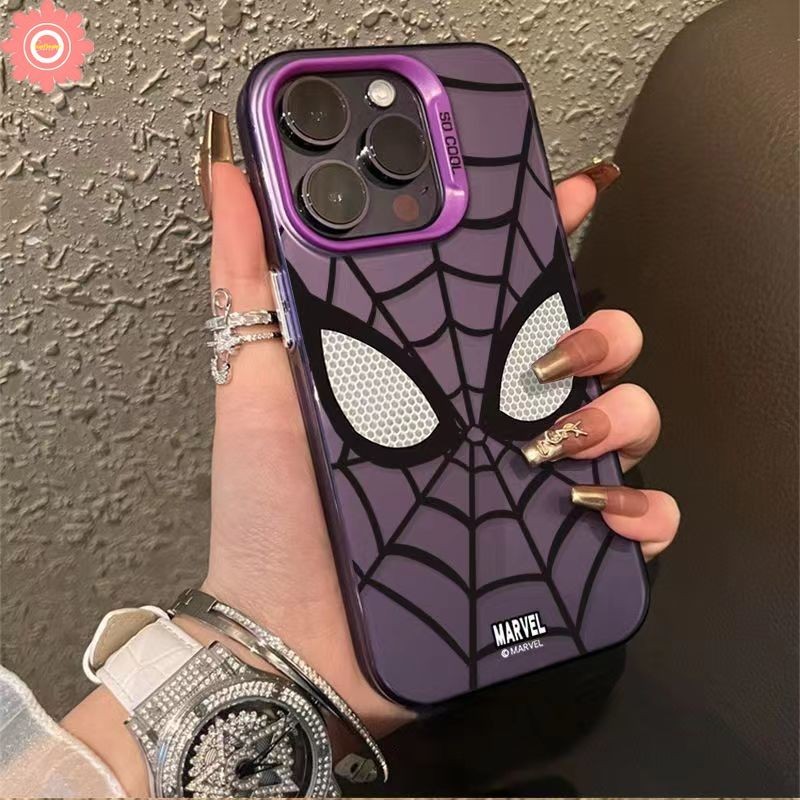เคสโทรศัพท์มือถือ ลายการ์ตูนมาร์เวล สไปเดอร์แมน สําหรับ Redmi 13C 12C 9C A1 9 10A 9T NFC 10C 9A 12 9 A2 Note 13 10 10s 11 12 11s 8 Pro Max Poco X6 M3 M6 C55 Mi 11 12 Lite เคสโลหะชุบ หรูหรา