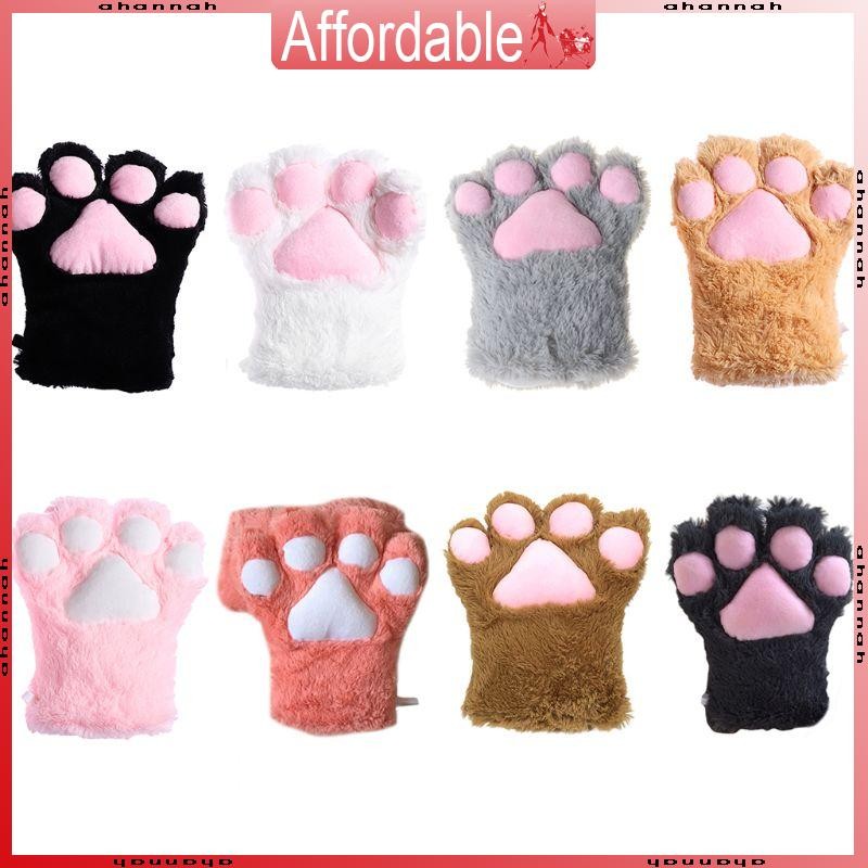 Ah 1 ชิ้นแมวลูกแมว Claw ถุงมืออุ่นคอสเพลย์ Plush Mitten สําหรับฮาโลวีน