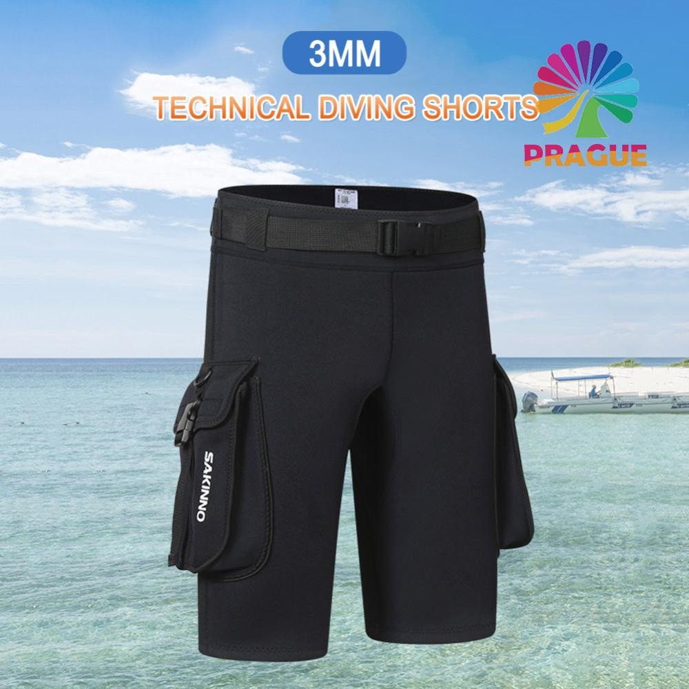 3mm Neoprene Wetsuit Tech กางเกงขาสั้น D-Ring Buckle Unisex Surfing Trunks Leak Hole Q [prague.th]