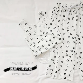 Hania Kids พร้อมส่ง ชุดเซ็ตเด็กผู้หญิงเสื้อกางเกงขายาว ผ้าร่องยืดได้ สไตล์เกาหลี K3124219