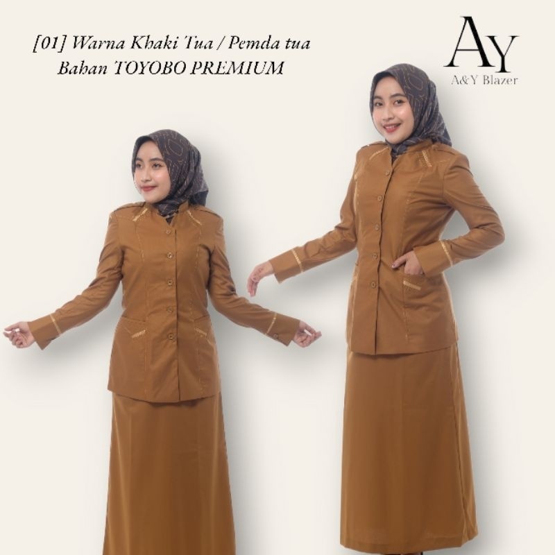 RAMADAN [01] A&Y Blazer PDH เครื่องแบบสําหรับครูผู้หญิง/PNS ใน Dark Khaki & Light Khaki TOYO PREMIUM