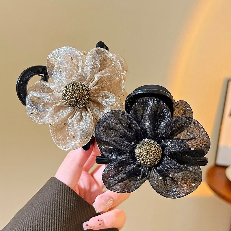 High-end Rhinestone ดอกไม้ Hairpin ผู้หญิงใหม่ผมหางม้าสูงอุปกรณ์เสริมผม - รูปที่ 5