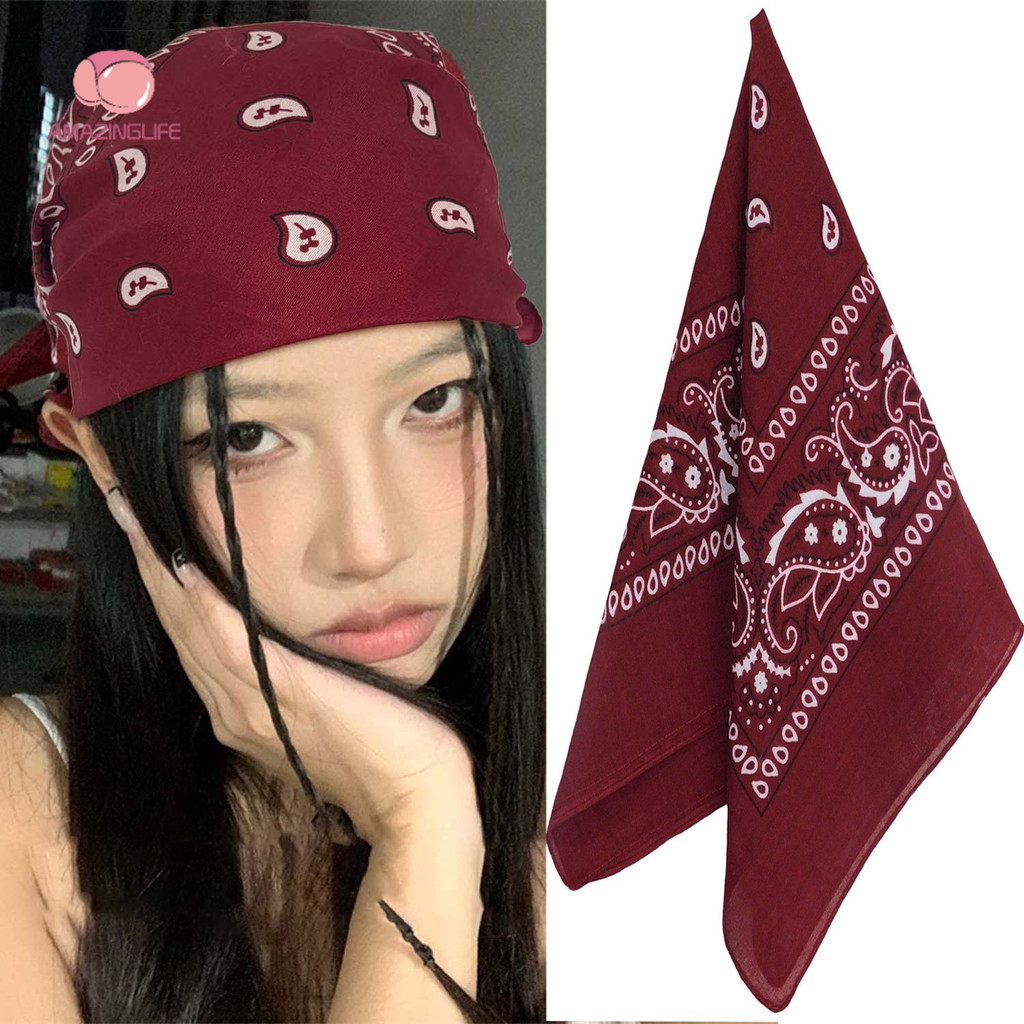 Vintage Bohemian Style Cashew Pattern Bandana Square Headscarf - Multifunctional Hair Ties กระเป๋าถืออุปกรณ์ตกแต่ง
