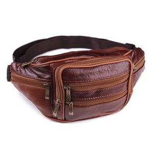Genuine Leather Waist bag men Crossbody bag Multifunction waterproof Mobile bag women sport belt bag